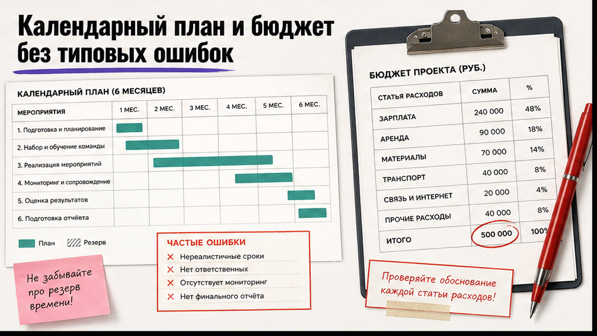 Согласование календарного плана гранта и бюджета проекта