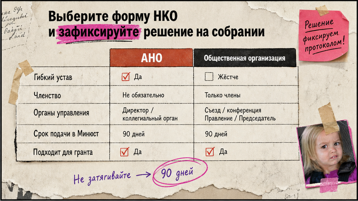 Сравнение форм НКО: АНО и общественная организация для грантовой заявки
