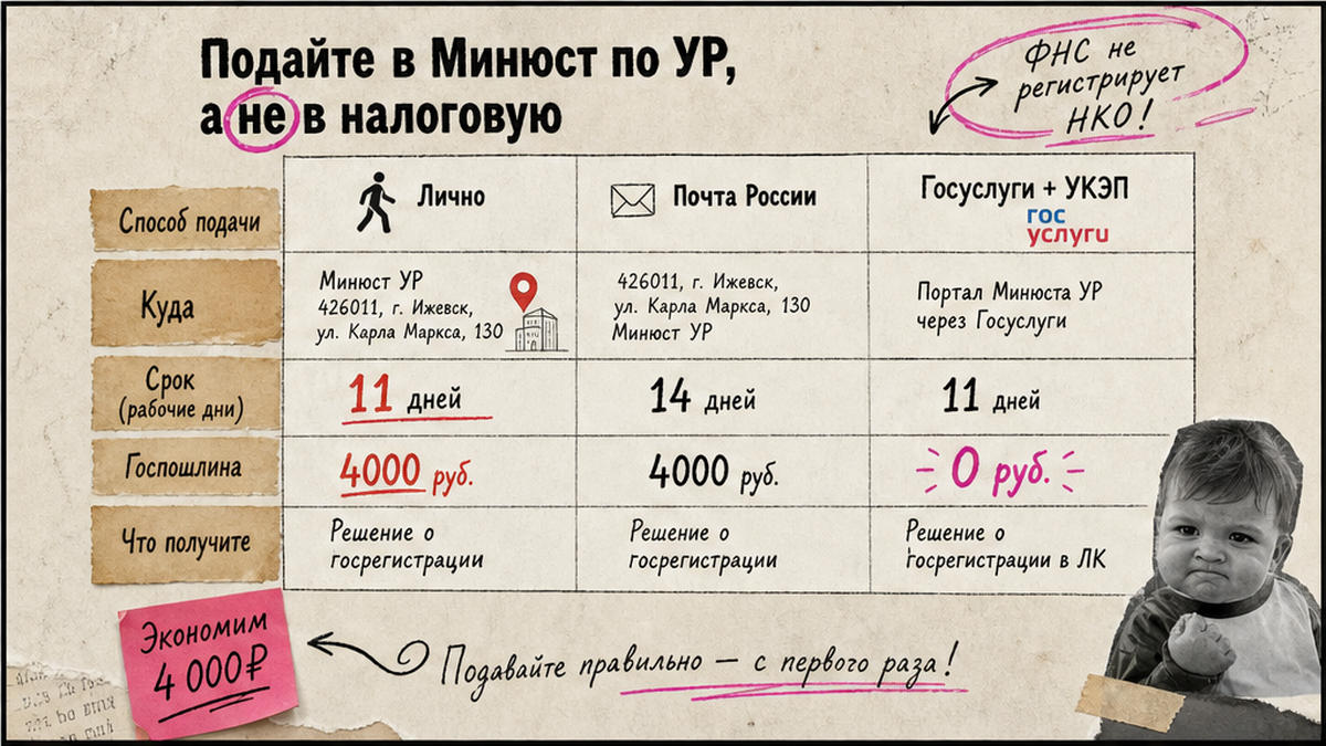 Чеклист подачи документов в Управление Минюста по Удмуртии